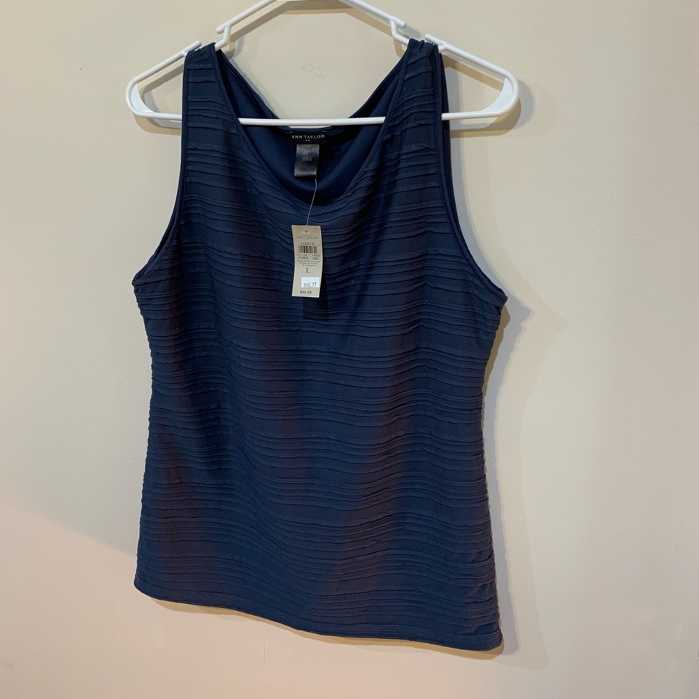 Ann Taylor NWT SZ L Steel Blue Ladies Top A2